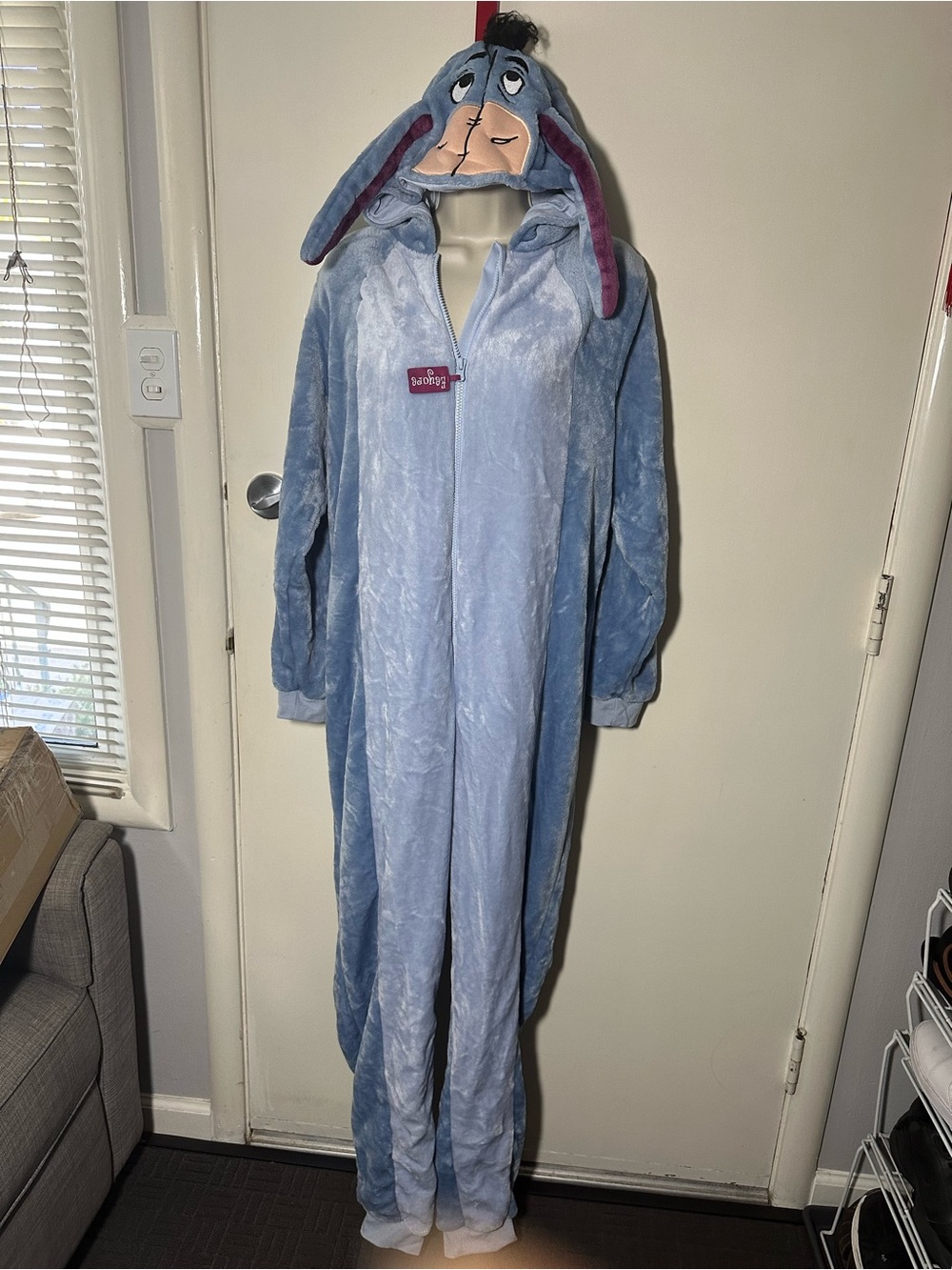 Disney Eeyore Plush Hooded Onesie - Light Blue and Slate Blue